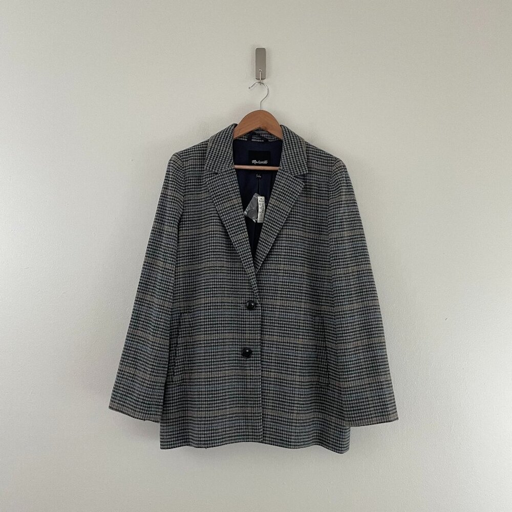Madewell Dorset Wool Blend Blazer in Bowne Plaid Size Large
